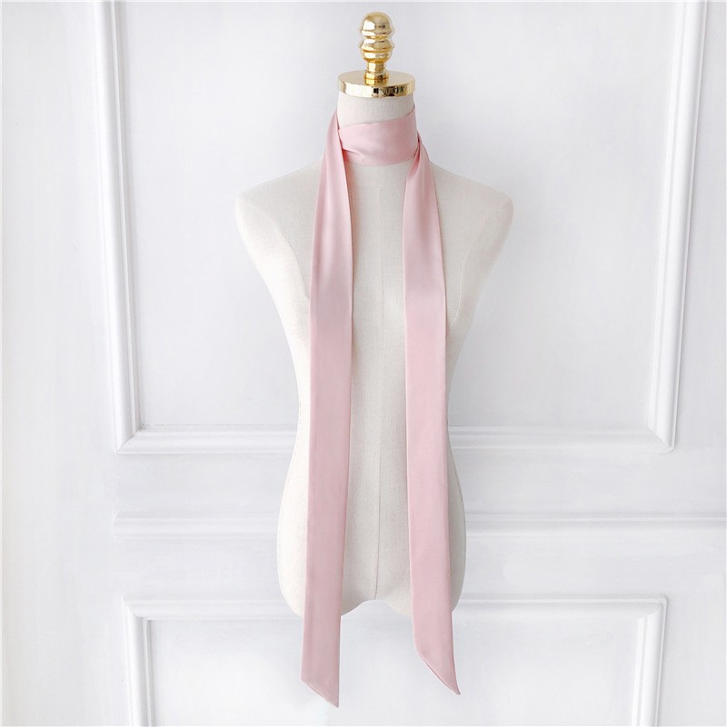 5x200cm Satin Silk Narrow Scarf Neckerchief Solid Neck Scarves Long Silk Thin