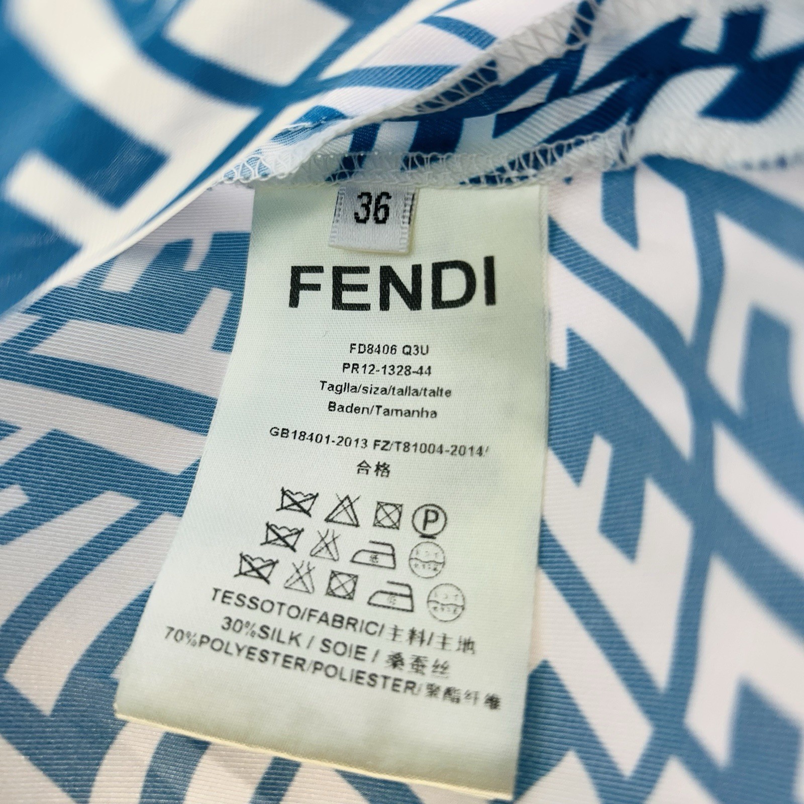 FENDI X SARAH COLEMAN FF VERTIGO SILK TWILL SHIRT Size 36 S/M