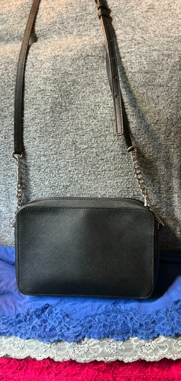 Michael Kors New York City Skyline & Chopper Stars Saffiano Leather ZipCrossbody