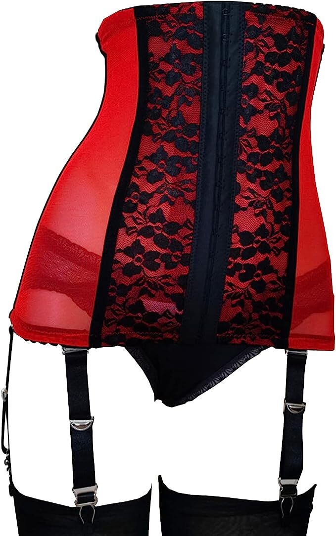 USA Unisex Boned Firm Shaping Waist Cincher Garter Belts With 6 Removable Straps