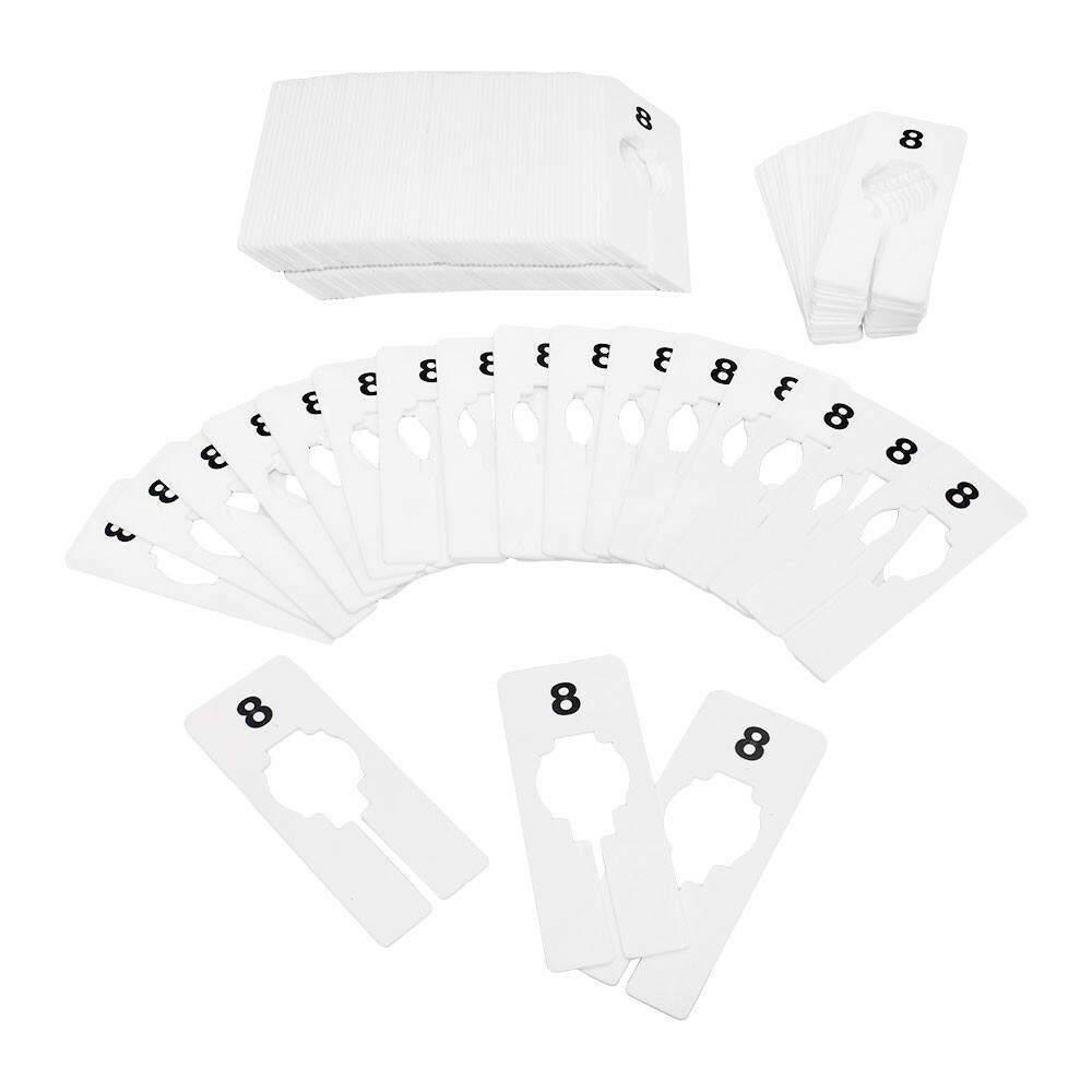 10PC WHITE Rectangular Plastic SIZE 8 Dividers Hangers Retail Clothes Rack 2″x5″