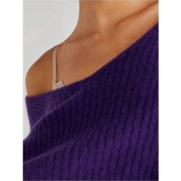 Free People NEW Cashmere Vneck Baby Tee XS Petunia Ribbed Knit Cropped