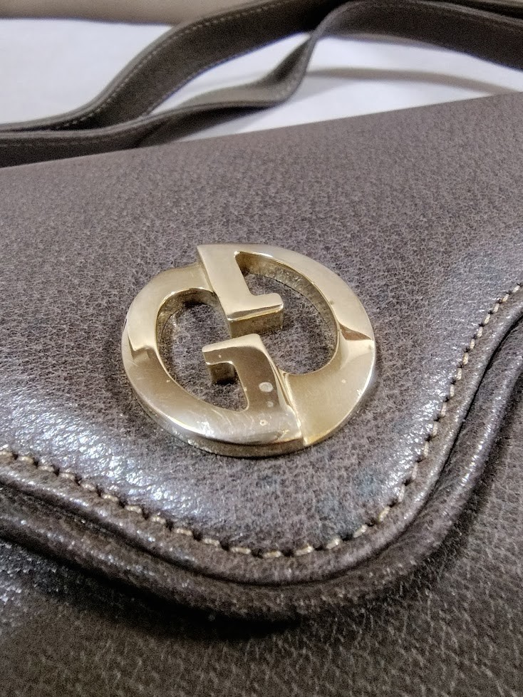 Gucci Vintage Shoulder Bag Leather Brown Authentic 389T0353