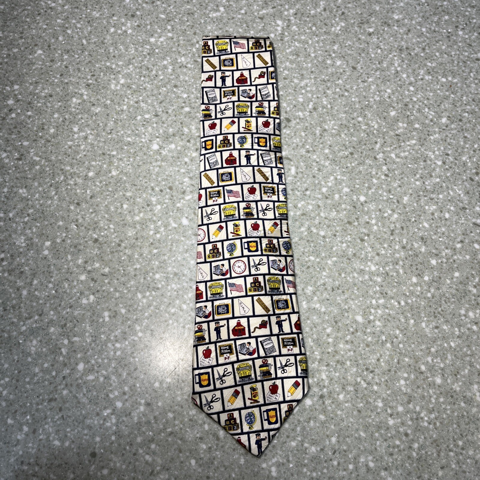 SCHOOL DAYS Design Silk 60″ Men’s Novelty Neck Tie made in USA Museum Artifacts