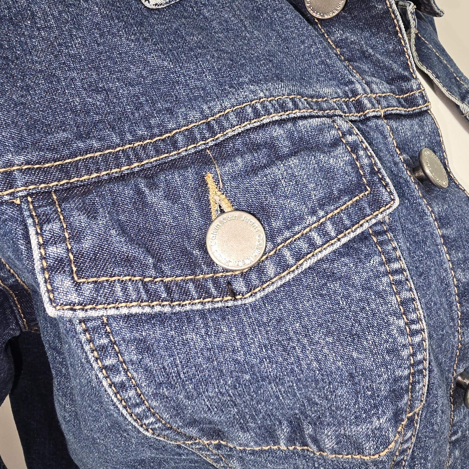 Calvin Klein Jeans Jacket Womens Size M Blue Denim Jean Trucker VTG Hong Kong
