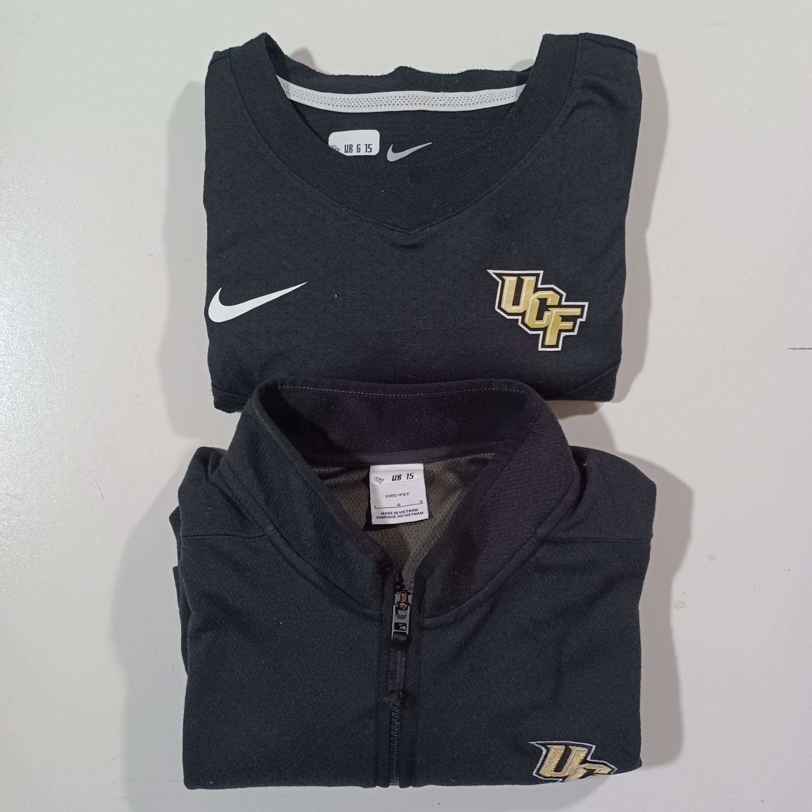 Lot Of 2 Nike UCF Knight Team-Issued Long Sleeve Atheltic Shirts Mens Sz L Black