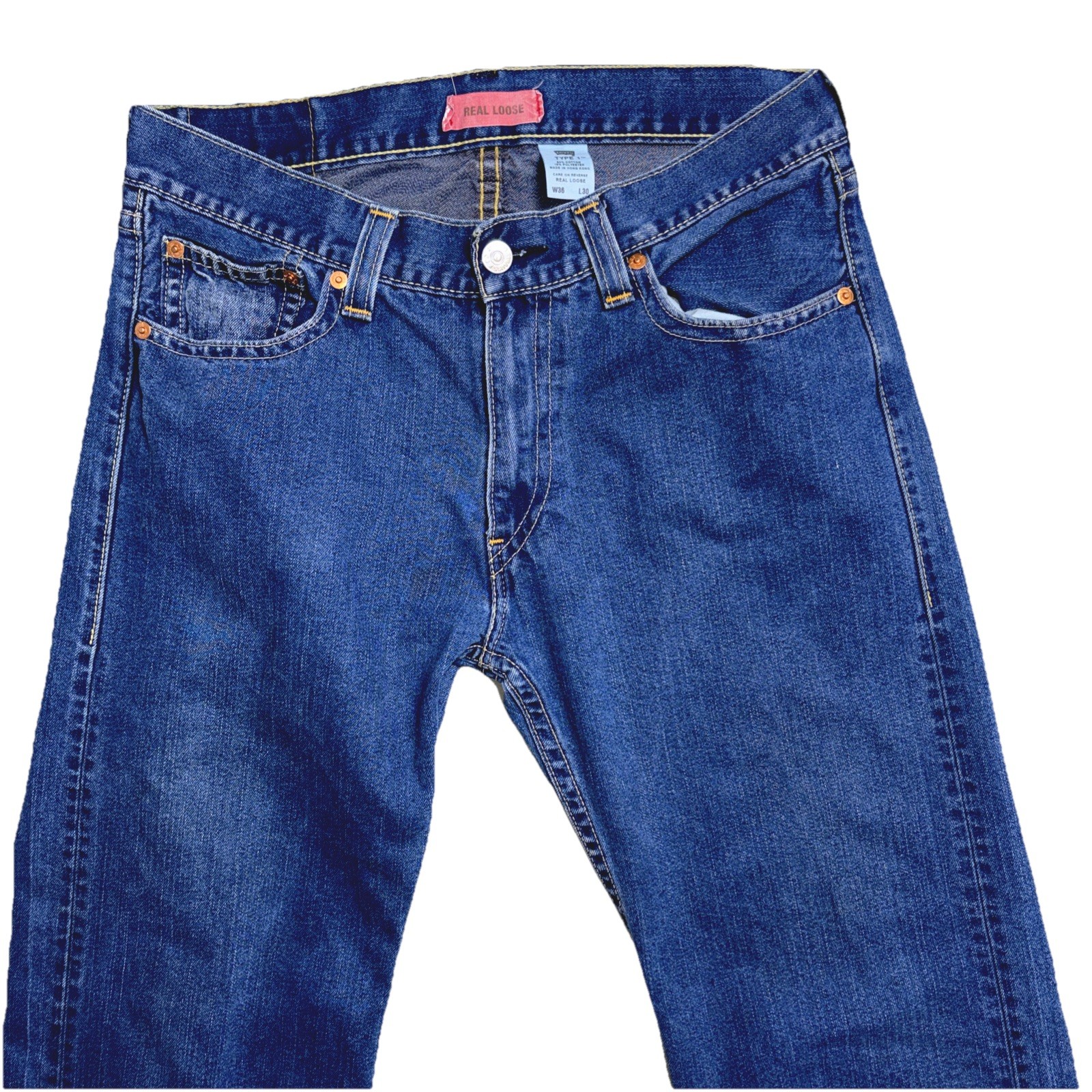 Vintage Levi’s Real Loose Fit Type 1 Jeans Mens Baggy Wide Dark Blue Y2K 36X29