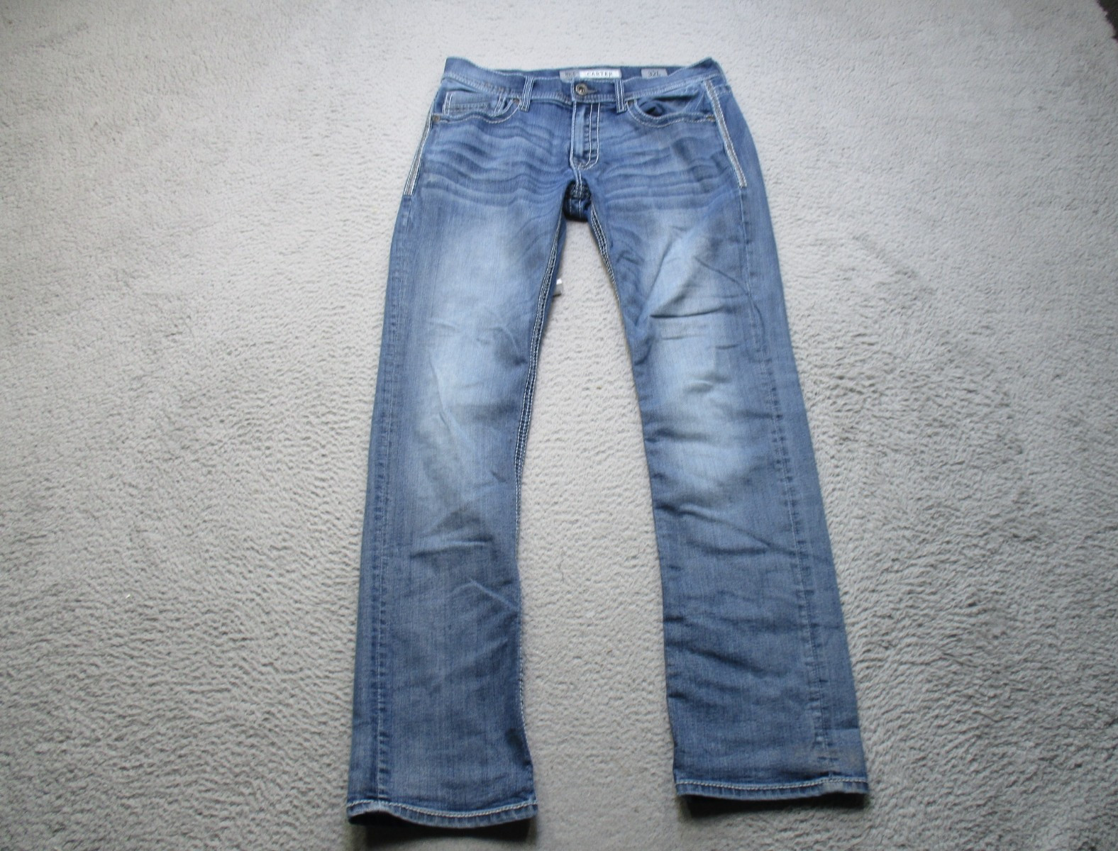 BKE Jean Men 32 Blue Carter Straight Buckle Stretch Denim Western Cowboy