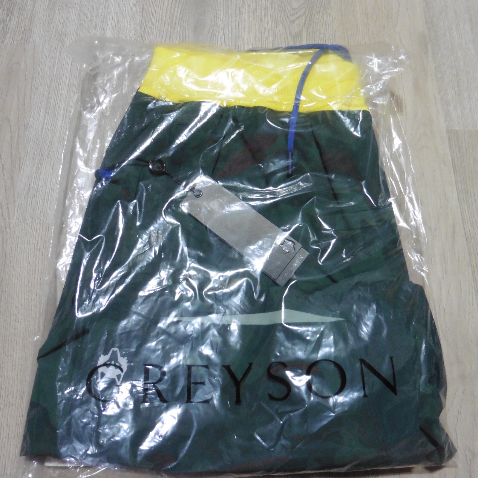 GREYSON Mens L LARGE FULTON SHORTS CAMO SCAREB GREEN LINED 9″ GOLF WORKOUT