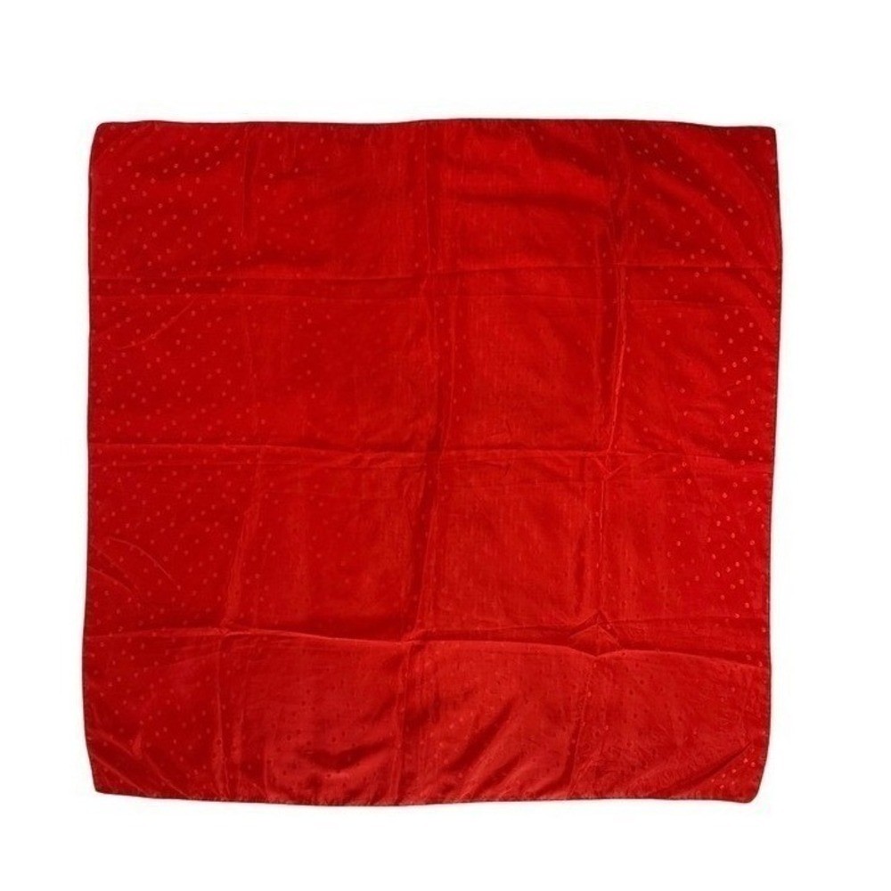 Square Scarf About 31×31 Red Polka Dot Satin Feel Smooth Lightweight