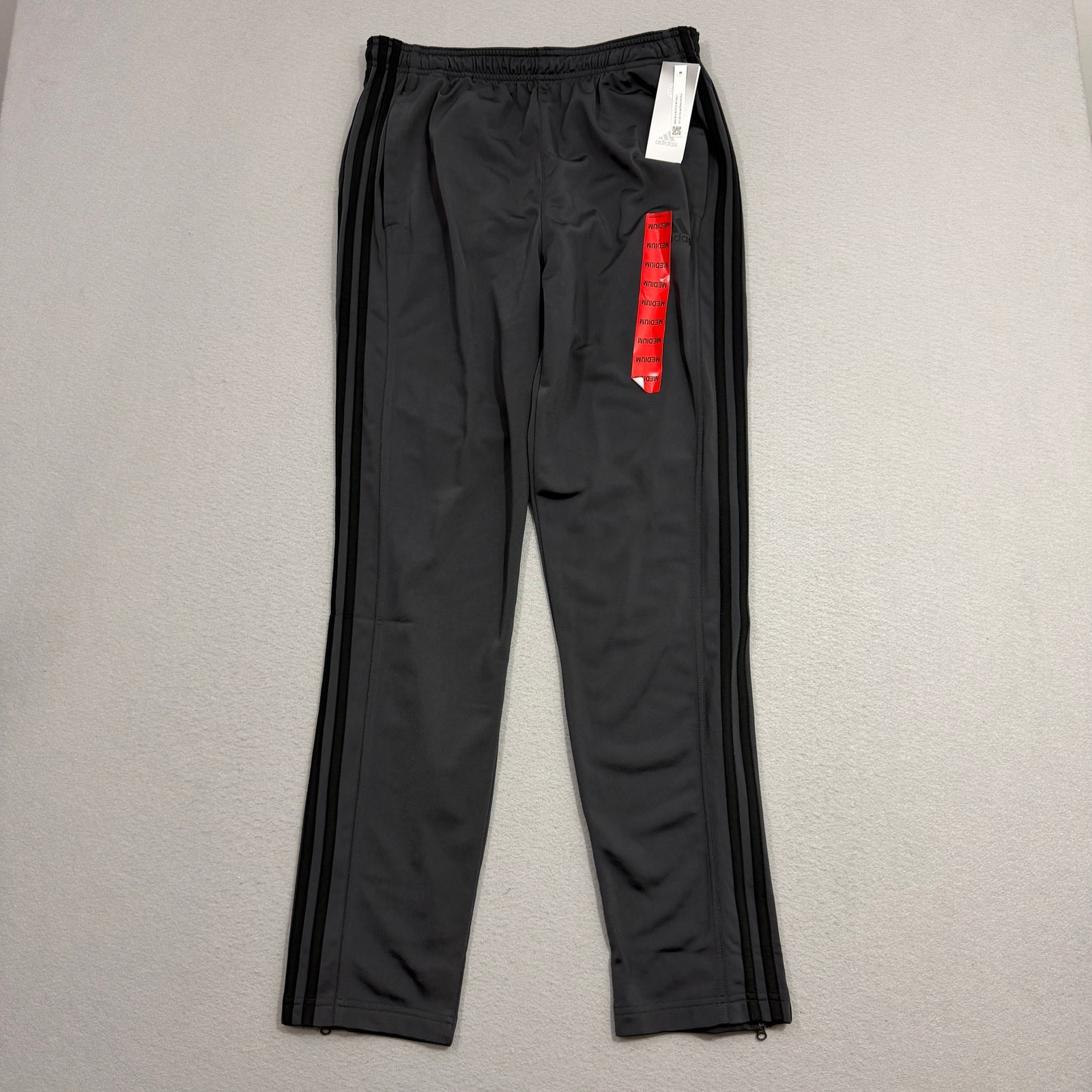 Adidas Essential Tricot Zip Track Pants Medium Carbon Black Striped IC4469 NEW