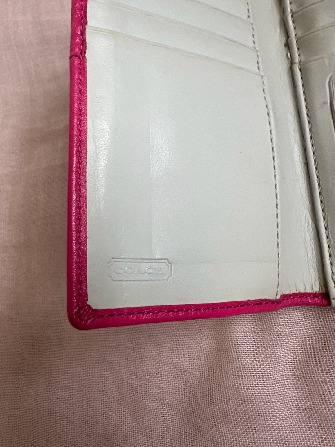 Coach Ashley Leather Pleated Tri-Fold Wallet in Pink