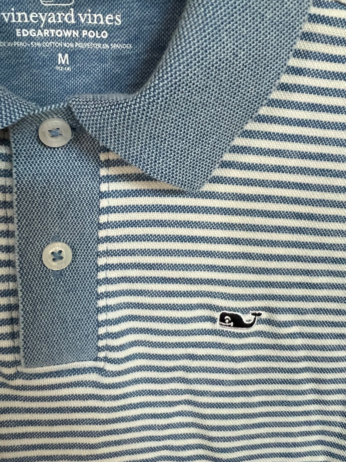 Vineyard Vines Striped Blue Edgartown Polo Shirt – Boy’s Sz M(12-14) EUC