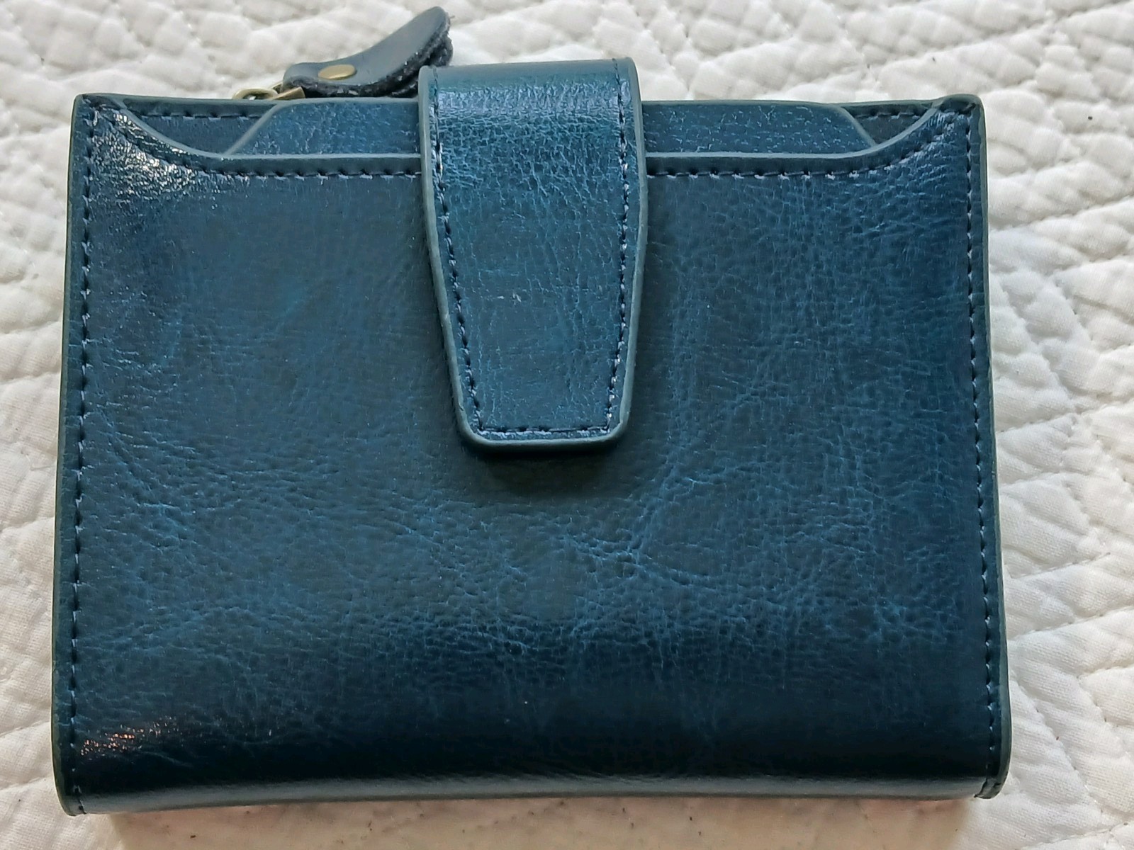 GOIACII Small Women Wallet Genuine Leather RFID Blocking A01 Wax Peacock Blue
