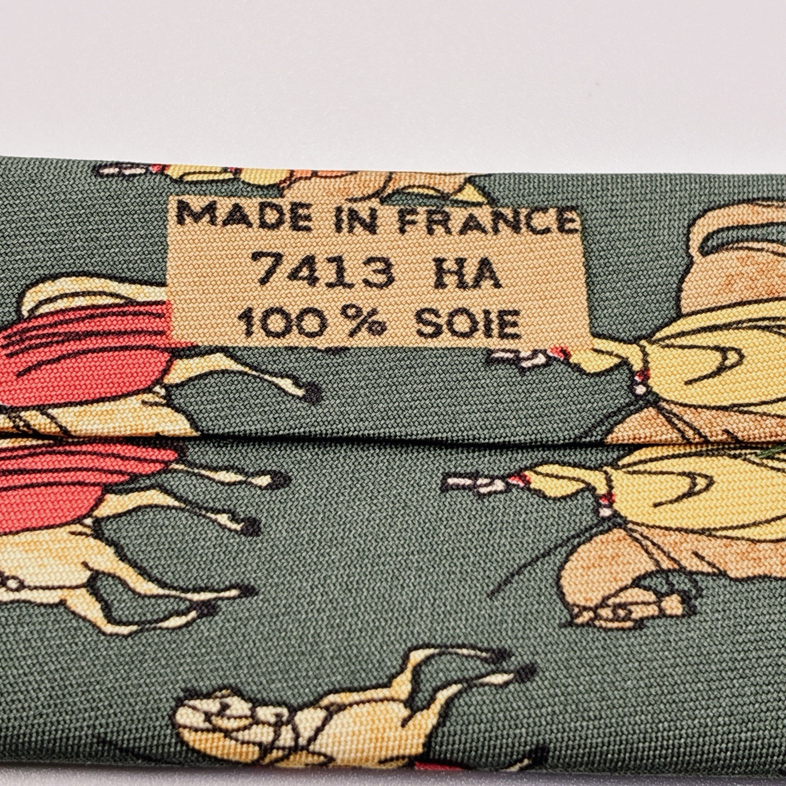 Vintage Hermès Tie, Horse, Horseback Riding, 7413HA, 100% Silk, W: 3.5 in