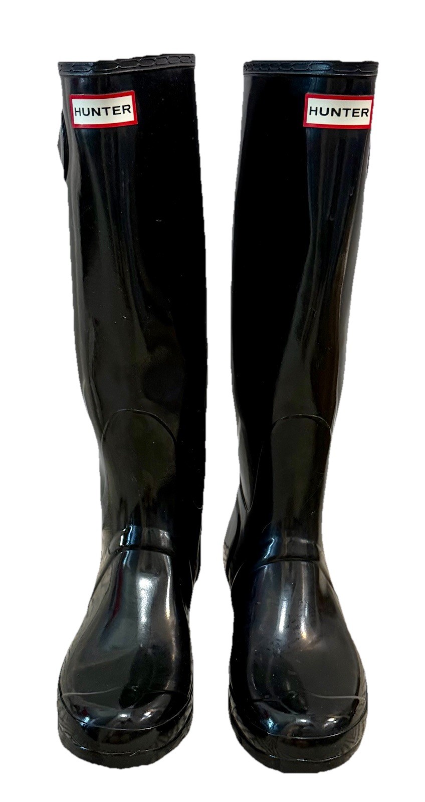 Hunter Womens 11 Boots Original Tall Back Rubber Wellies Shoes – Gloss Black New