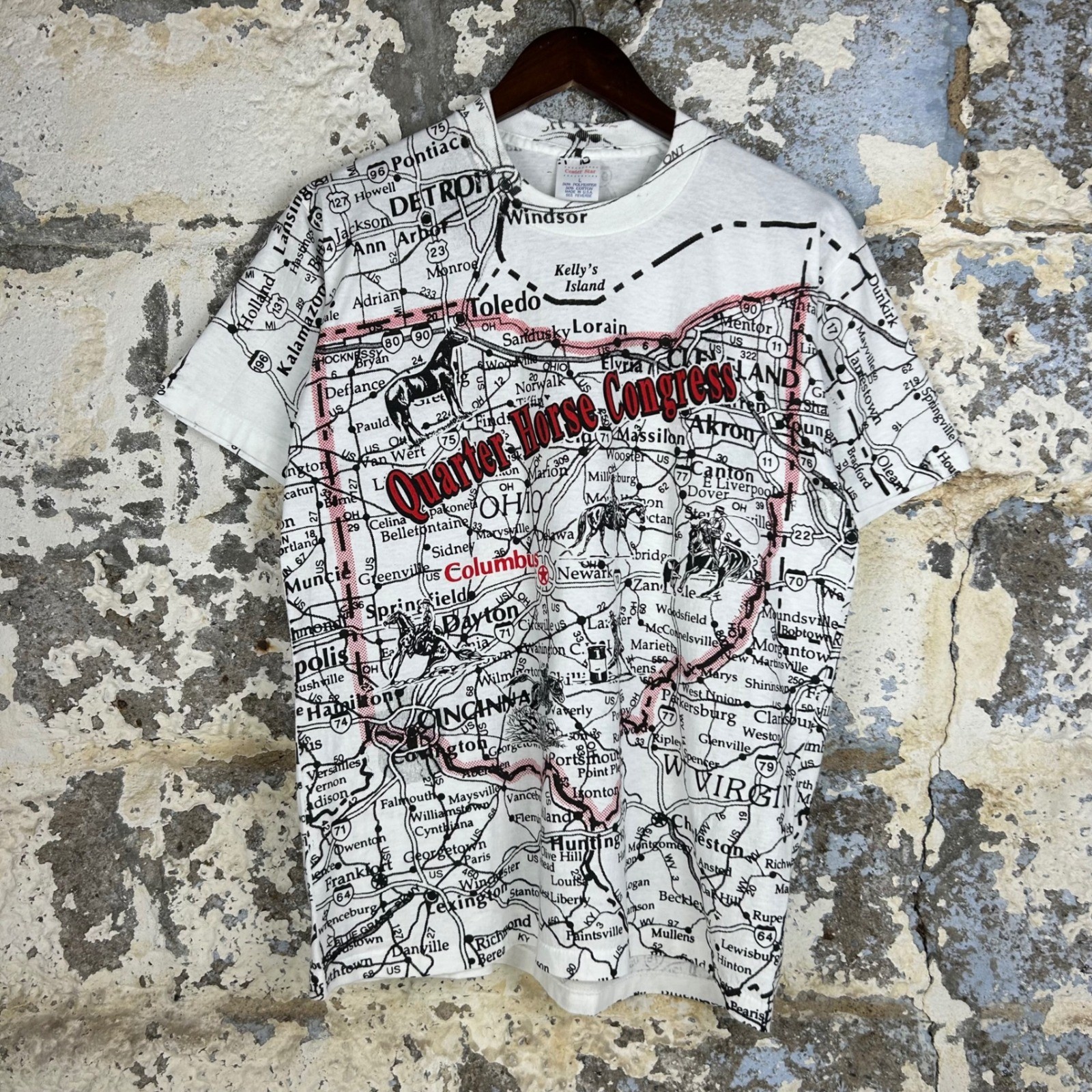 Vintage Quarter Horse Congress Ohio Map All Over Print T-Shirt USA Made Large