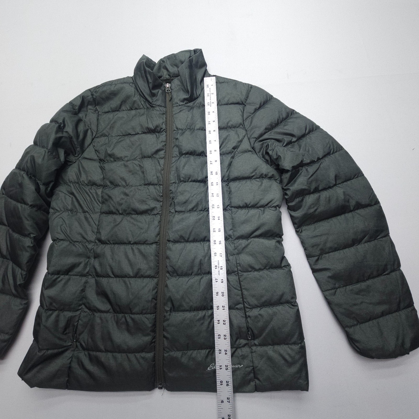 Eddie Bauer EB650 Goose Down Puffer Womens Large Hiking Backpacking Green Light
