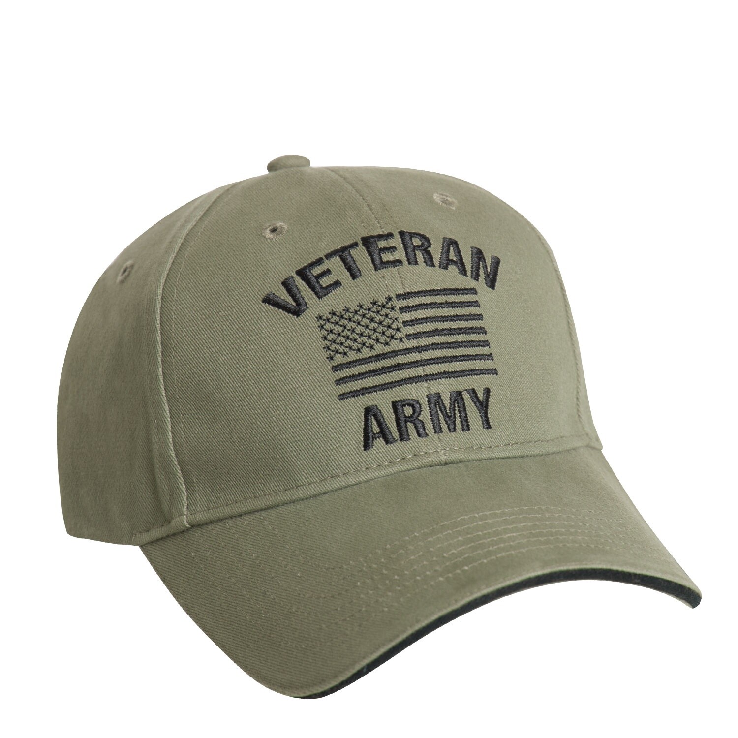 US Flag ARMY VETERAN Embroidered Ball Cap Lo Pro Hat USA Vet Olive Drab OD Green