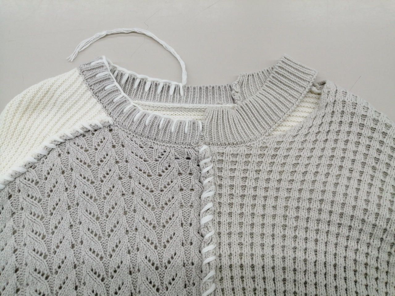 MAISON SPECIAL Cable stitch Knit Beige × Black Used