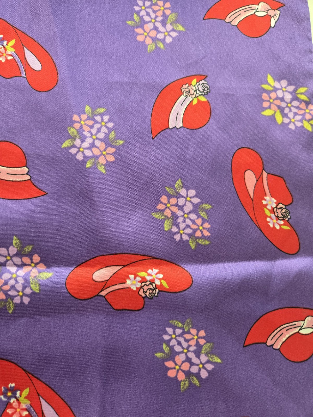 Purple Satin Two-Piece Pajama Set with Red Accent Print Size L