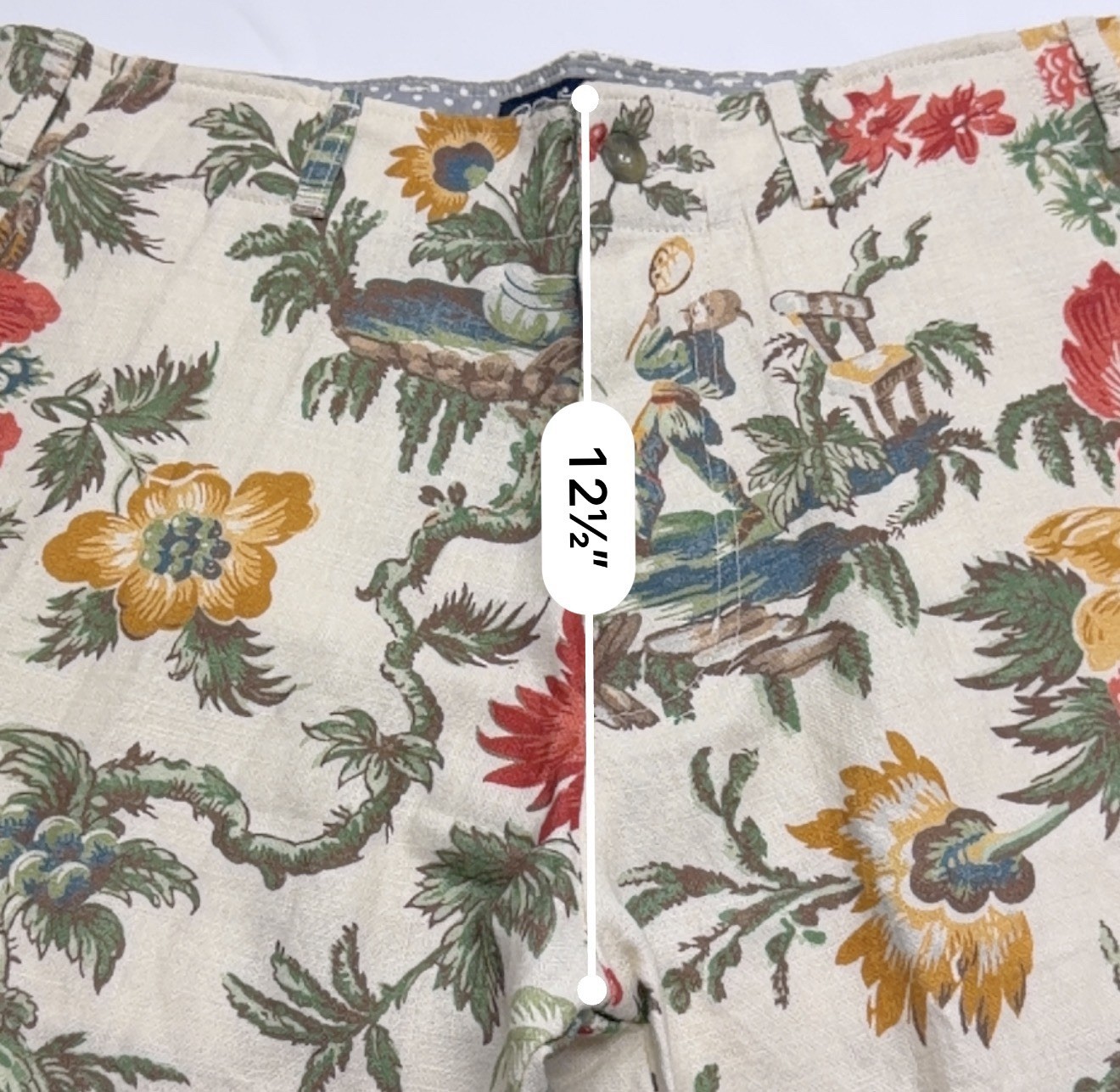 Old Bull Lee Linen Shorts Men’s 36 Floral Hawaiian Print Linen Blend Casual