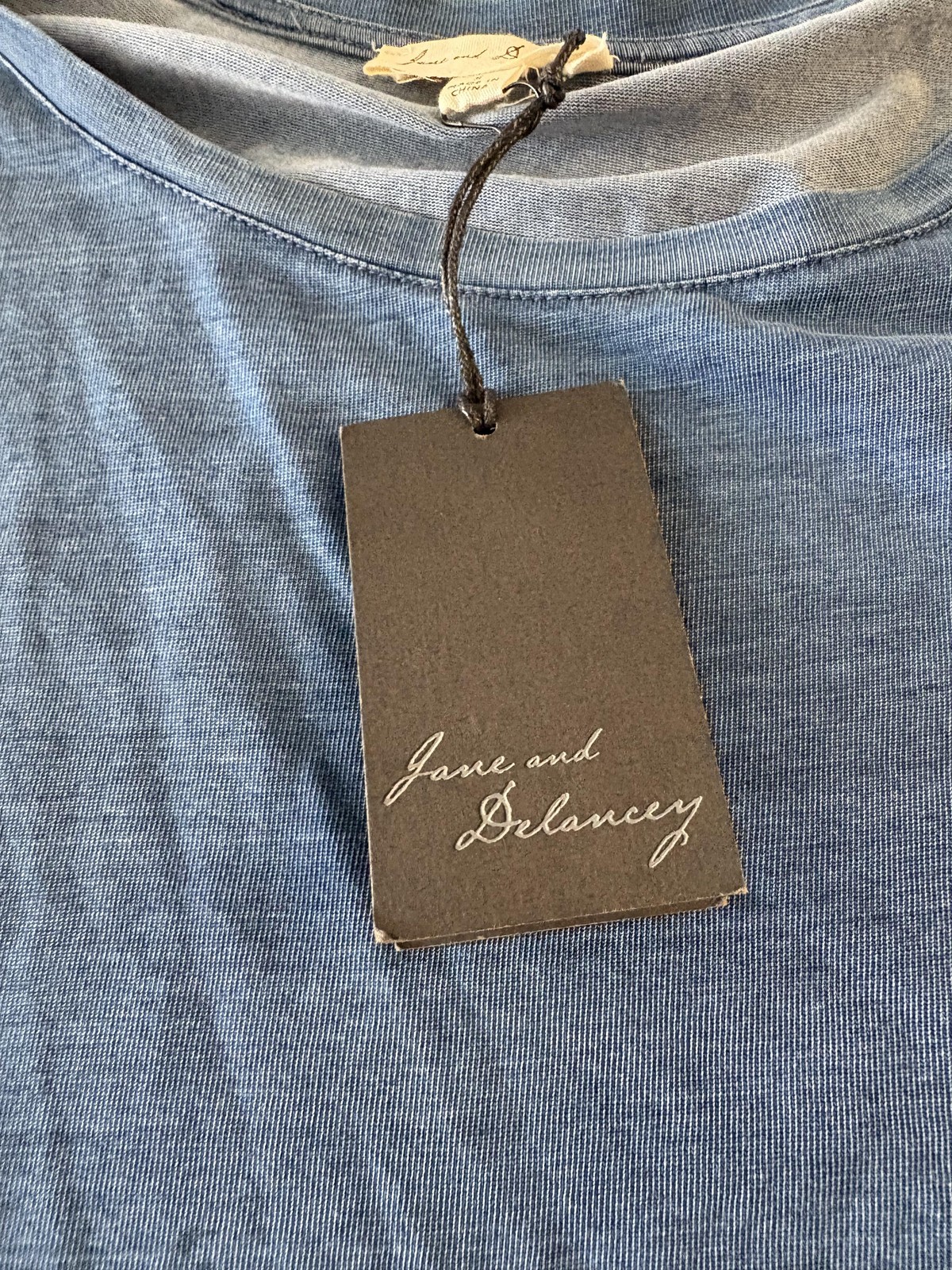 Jane And Delancey Shirt Womens Small Blue Ruffle Short Sleeve Tencel Tee Top