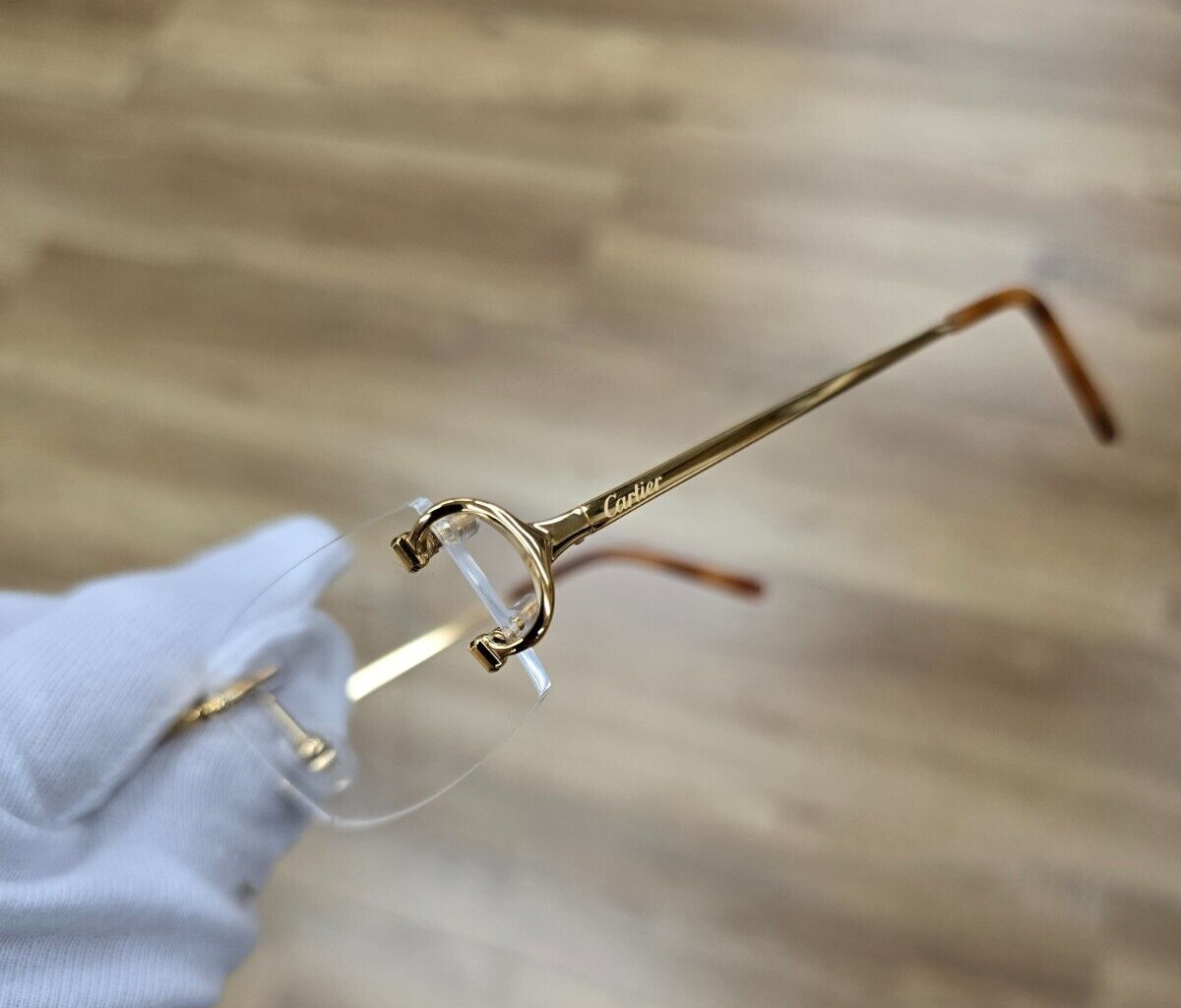 CARTIER Rectangular Rimless 53MM Gold Unisex Eyeglasses CT0092O 001