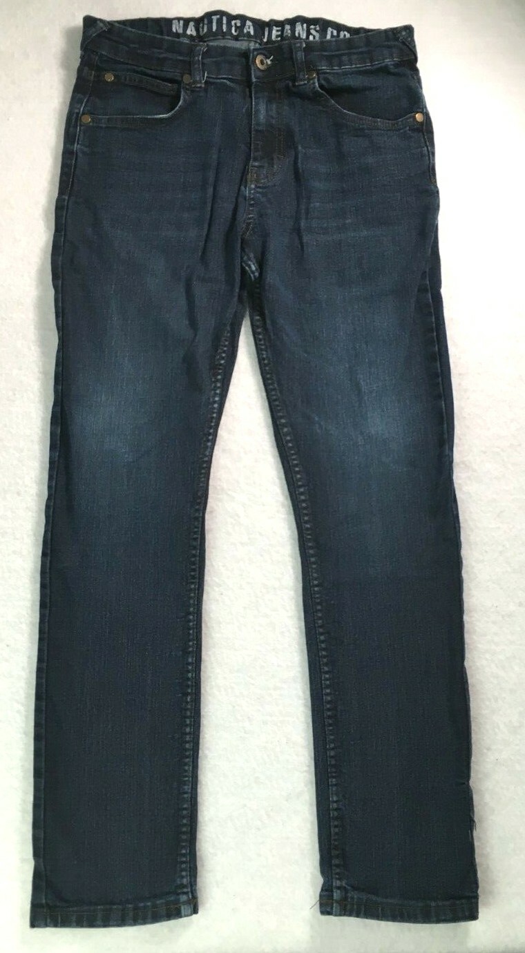 Nautica Jeans Co Dark Blue Boys Kids Sz 16 Zip Fly Pants Denim