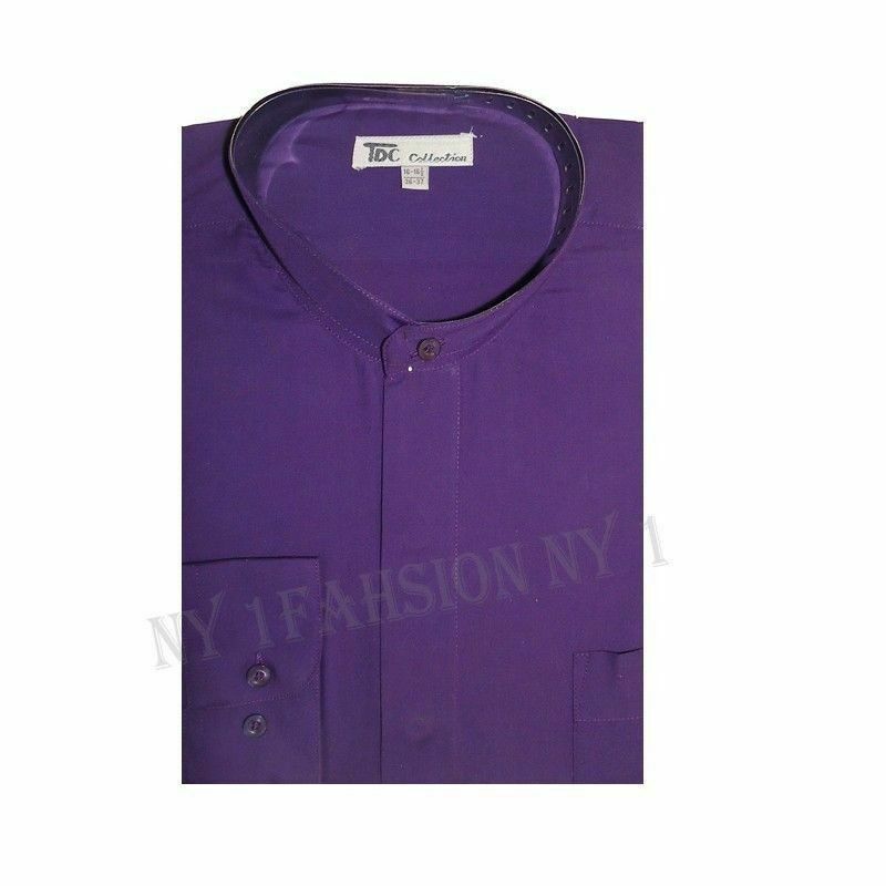 Mens’ Mandarin Collar (Banded Collar) Dress Shirt by TDC Collection