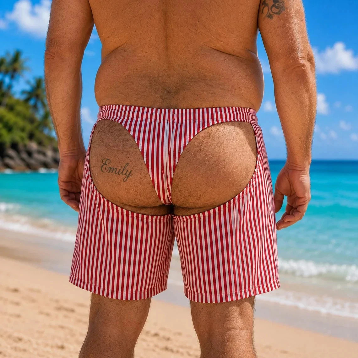 Custom Funny Men Swim Trunks Fake Butt Beach Shorts Bachelor Party Gift S-5XL