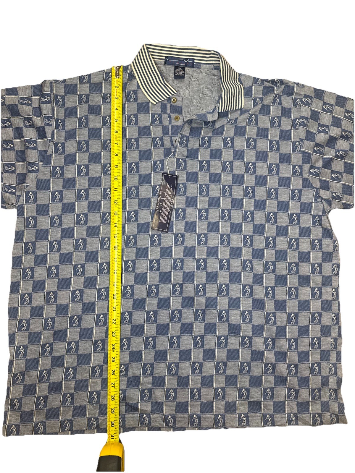 Player’s by Van Heusen Vintage Checkered SS Polo Men’s Size XXL Blue White