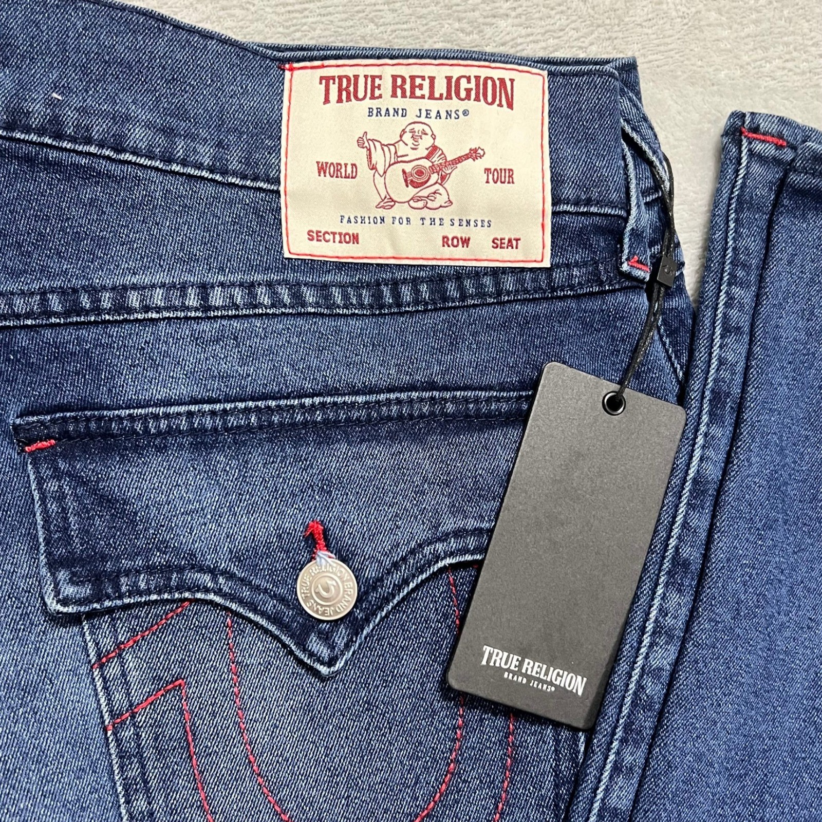 True Religion Ricky Relaxed Straight Mens Jeans Medium Rustic Barn Wash Size 34