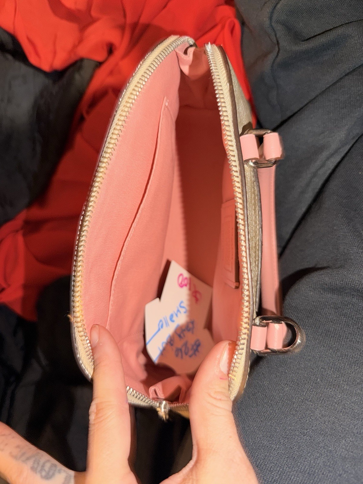 Coach Signature Small Dome Satchel Top Handle Zip Beige Pink Silver
