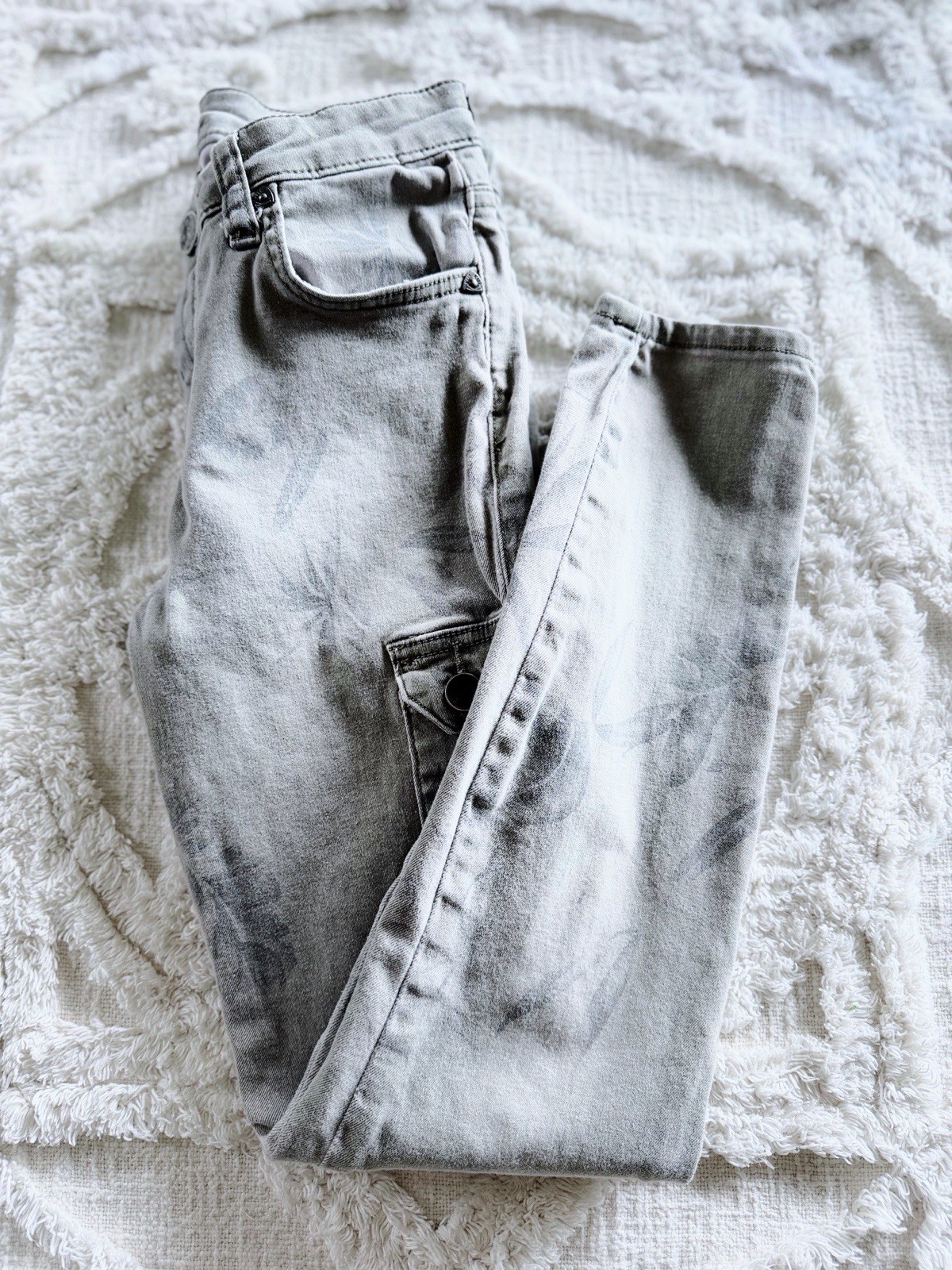 KUT from the Kloth Brigitte Skinny Cargo Jeans Gray Floral Print Women’s 0