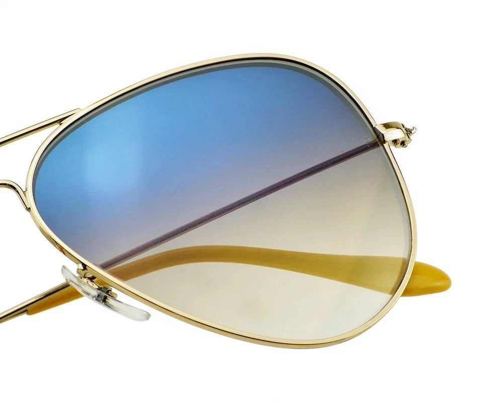 Ray-Ban Sunglasses RB3025 Aviator Gradient Gold Frame Light Blue Lenses 58mm