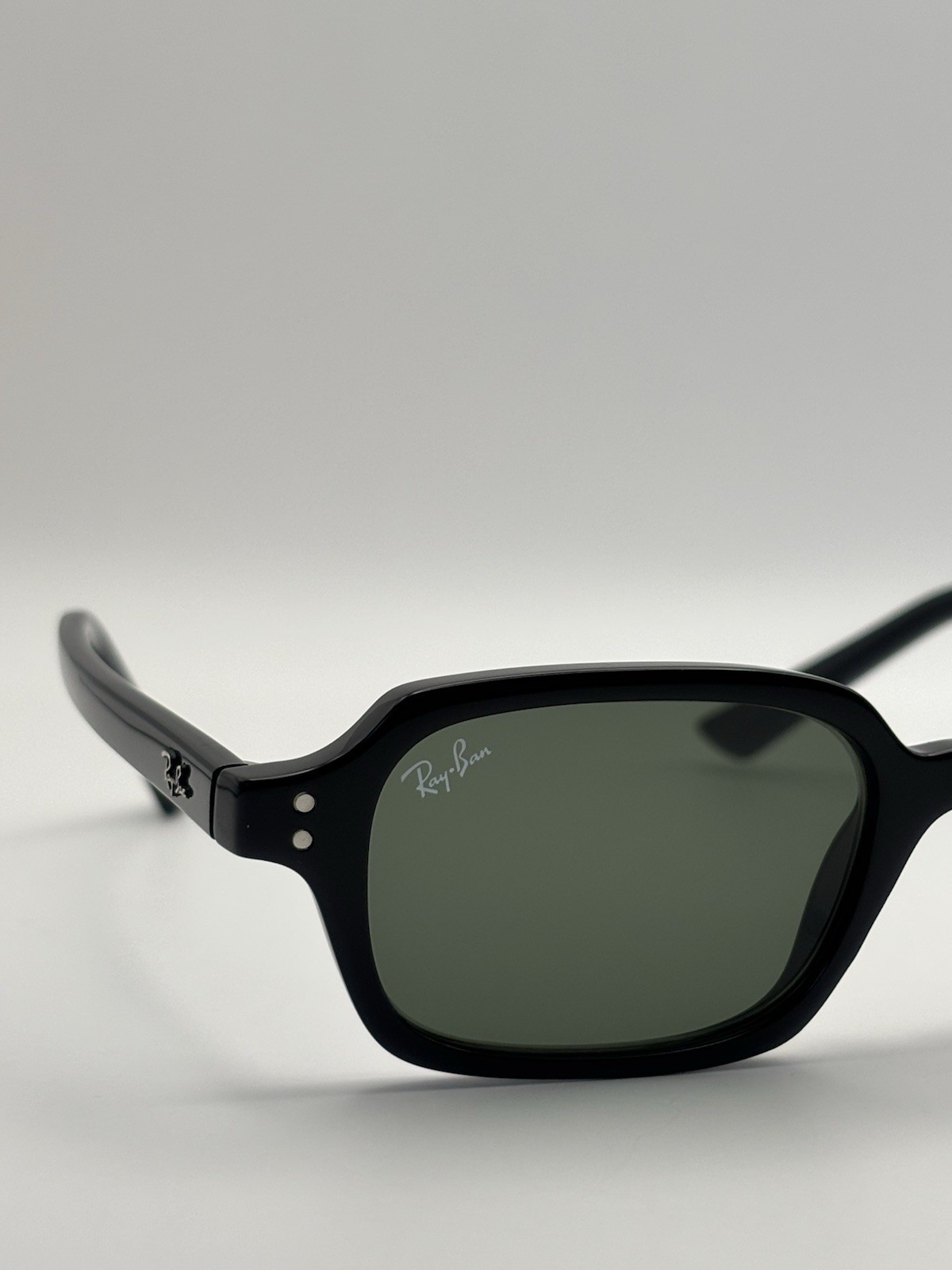 Ray-Ban RB4455 Zuri Rectangle Sunglasses Black Plastic Frame Green Tinted 145mm