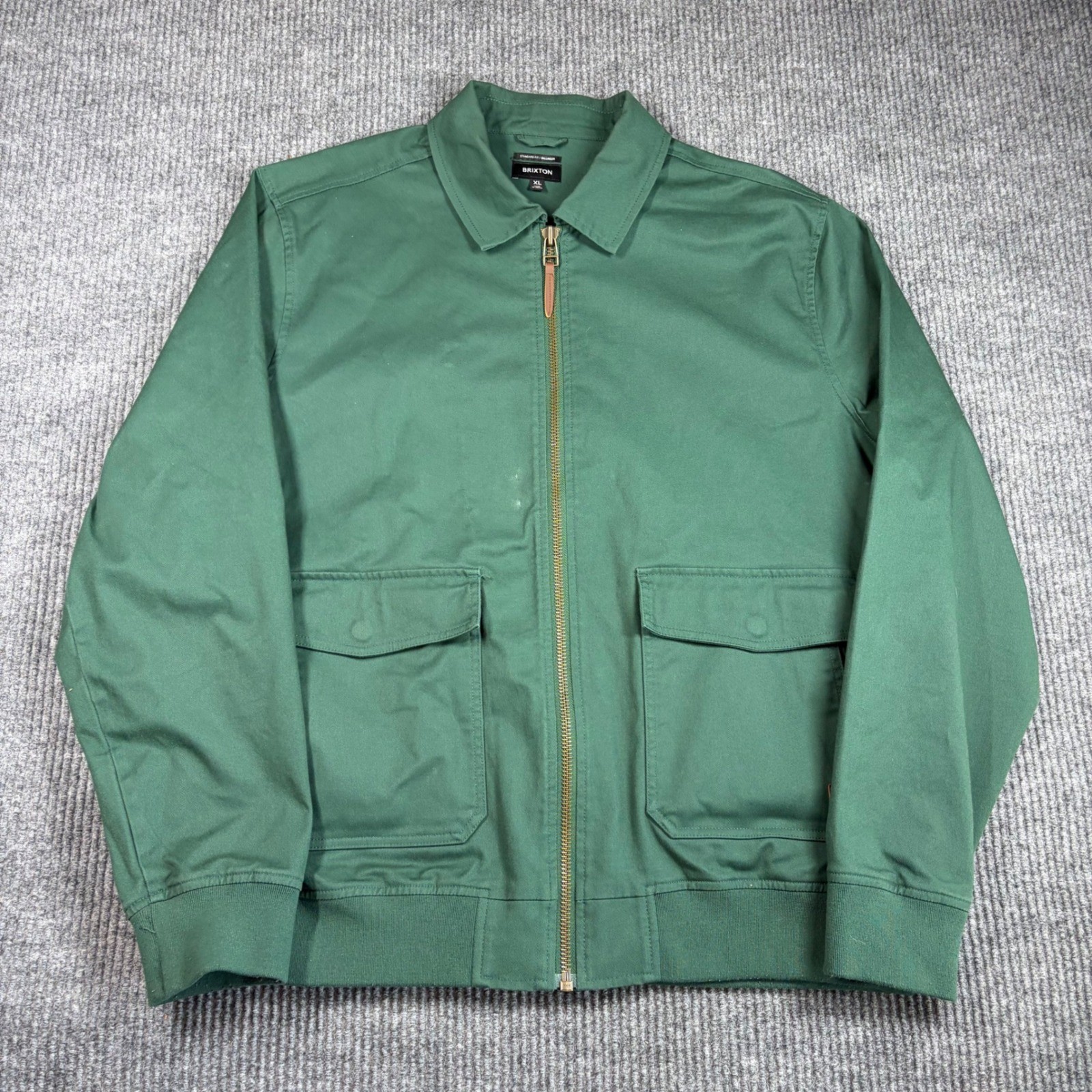 Brixton Dillinger Jacket Mens XL Green Full Zip Standard Fit Workwear Canvas
