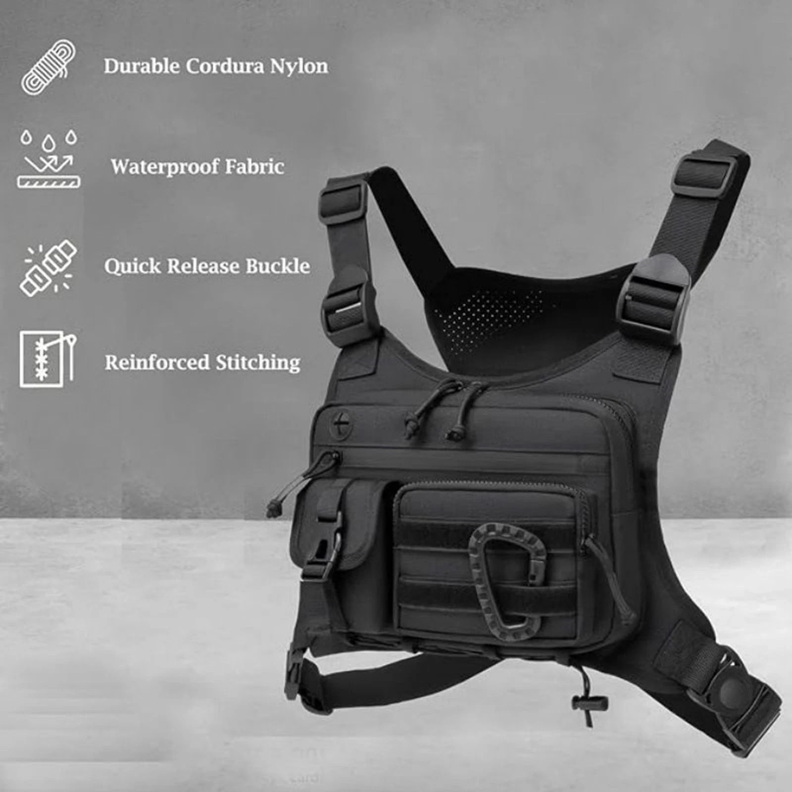 Sport Running Combat Chest Rig Bag Front Pouch Recon Kit Pack Protective Vest