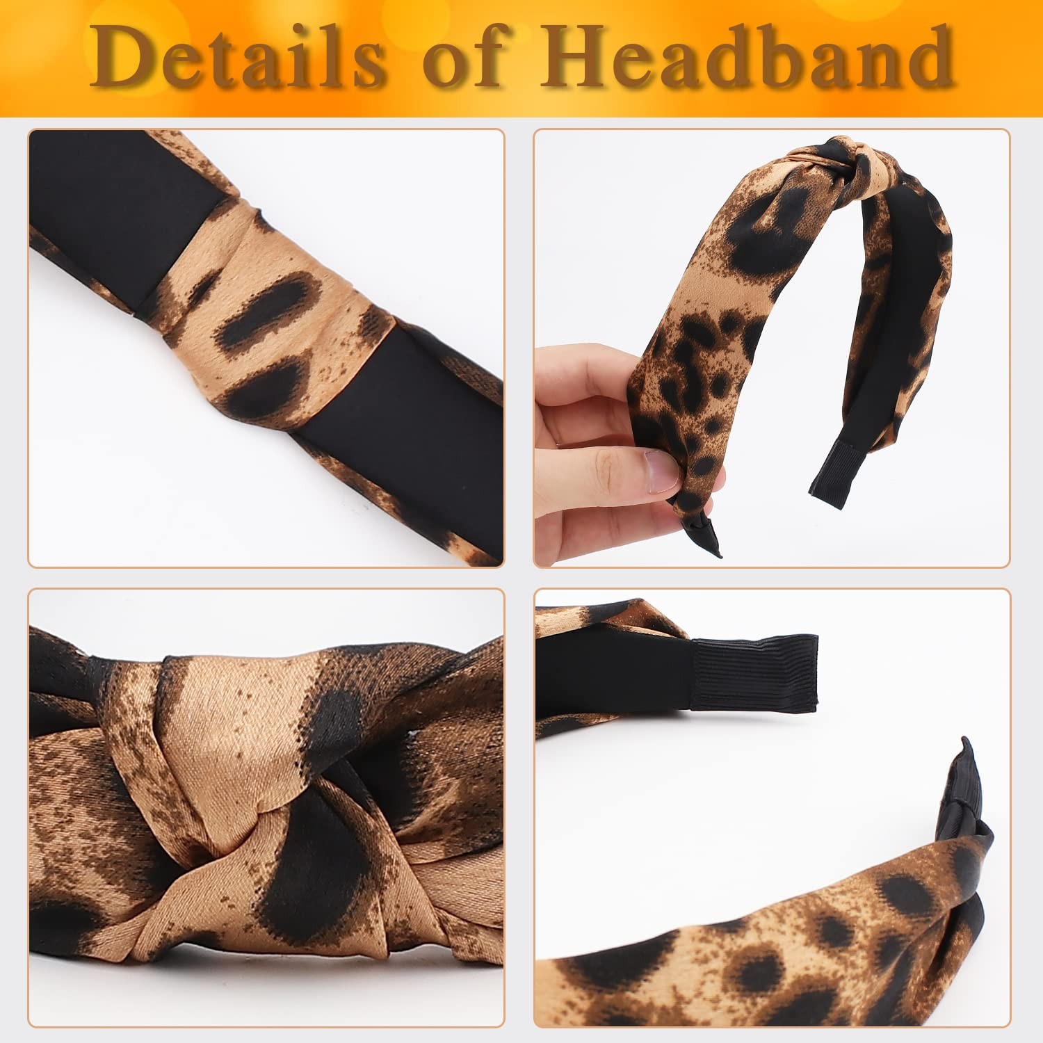TOBATOBA Cute Fashion Leopard Print Headbands, 3Pcs Knotted Cheetah Print Hair A