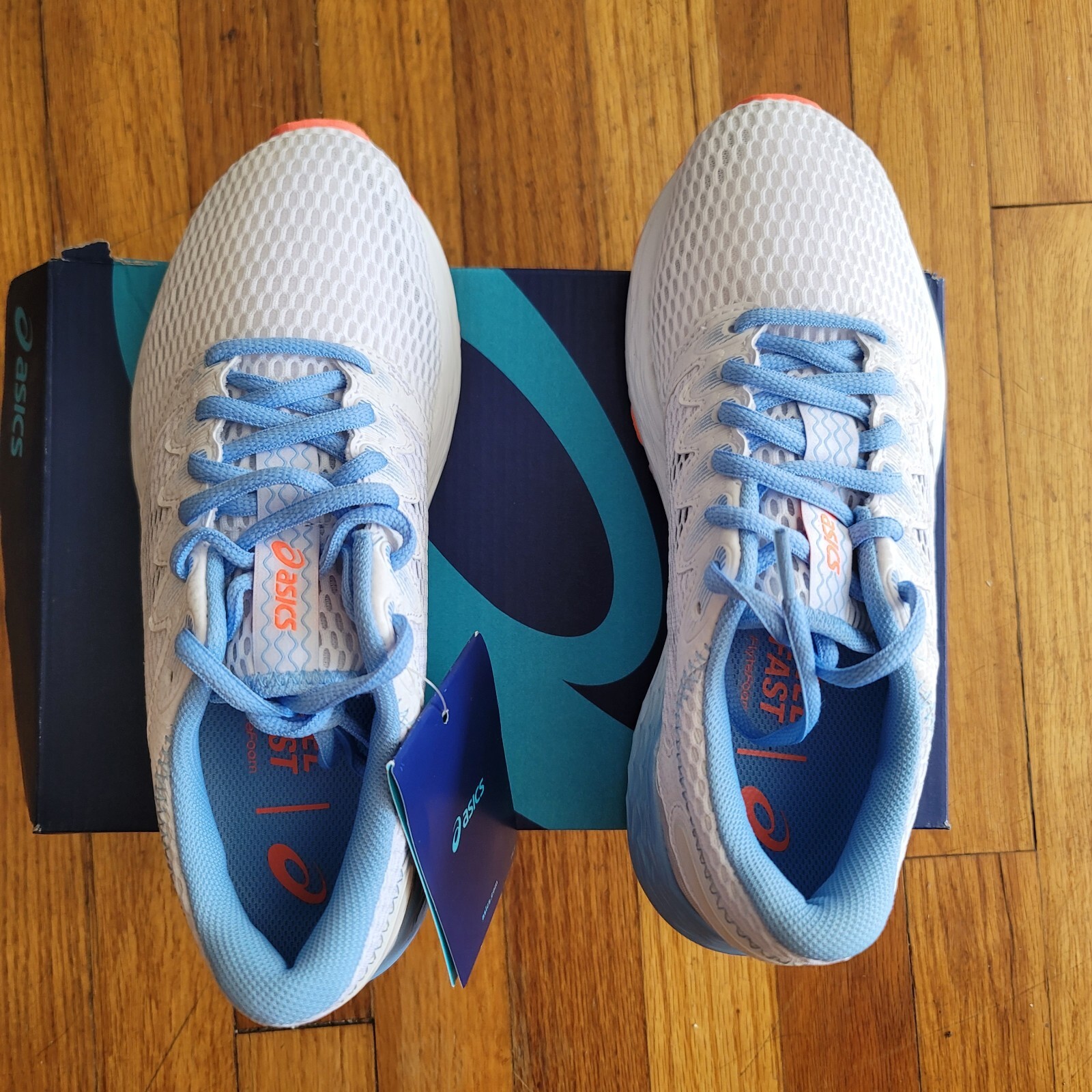 Asics Women’s Shoes Roadhawk FF 2 Sneakers White Blue Print Size 6.5