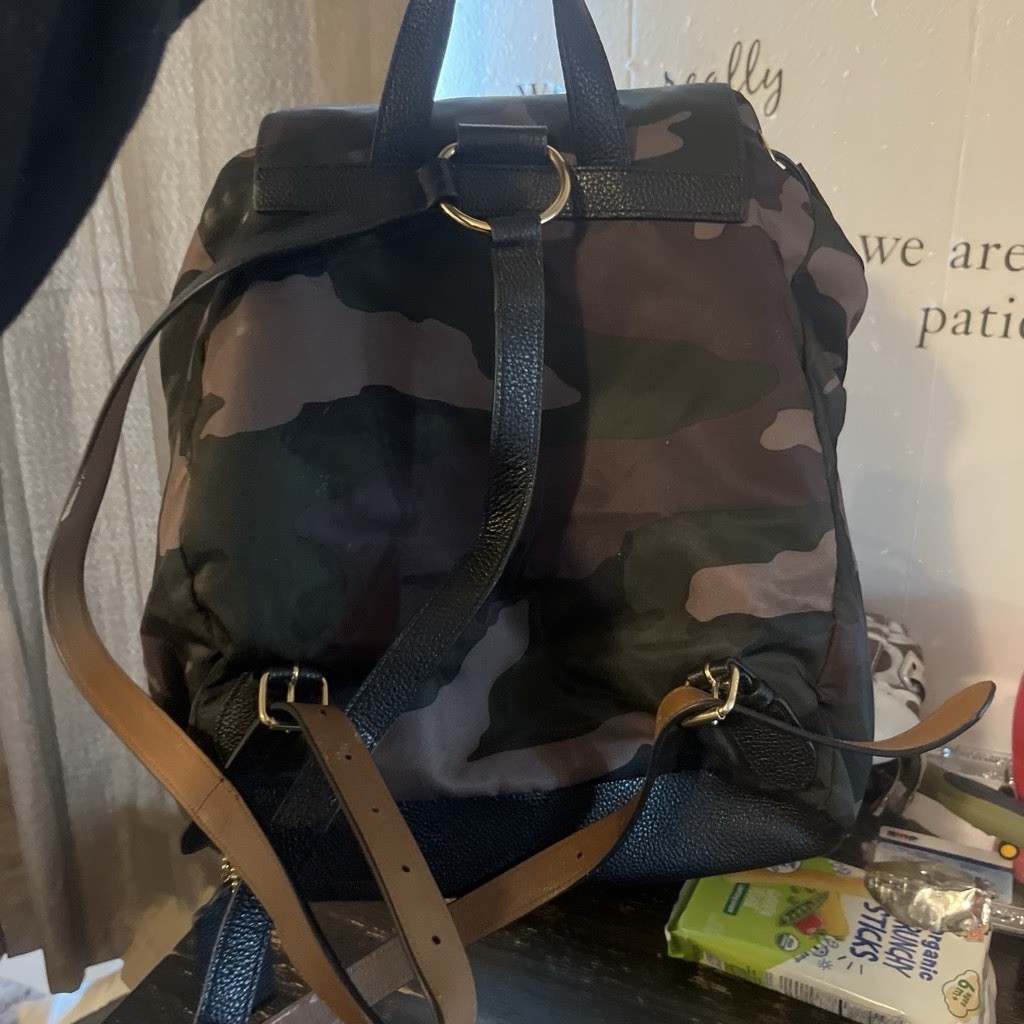 Coach Camouflage Drawstring Backpack Turn Lock Pockets Detachable Strap