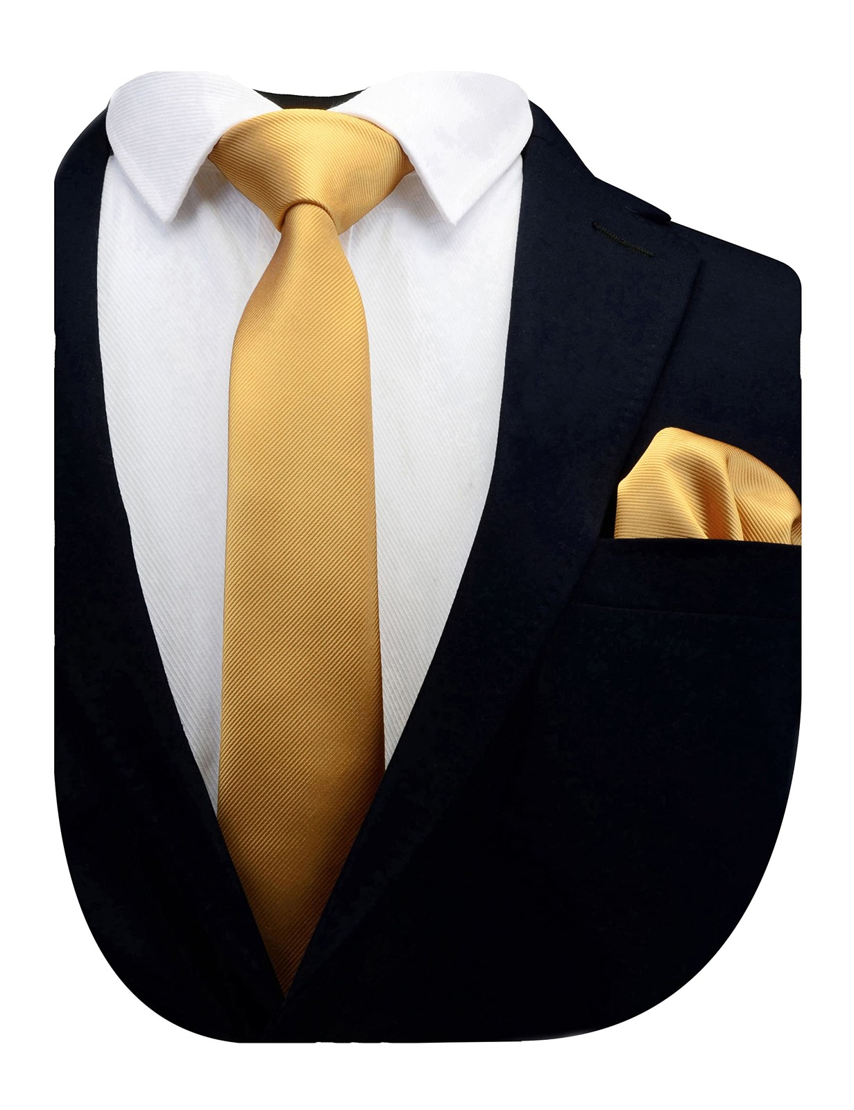Men Skinny Tie Set 2.4in Slim Tie w Pocket Square