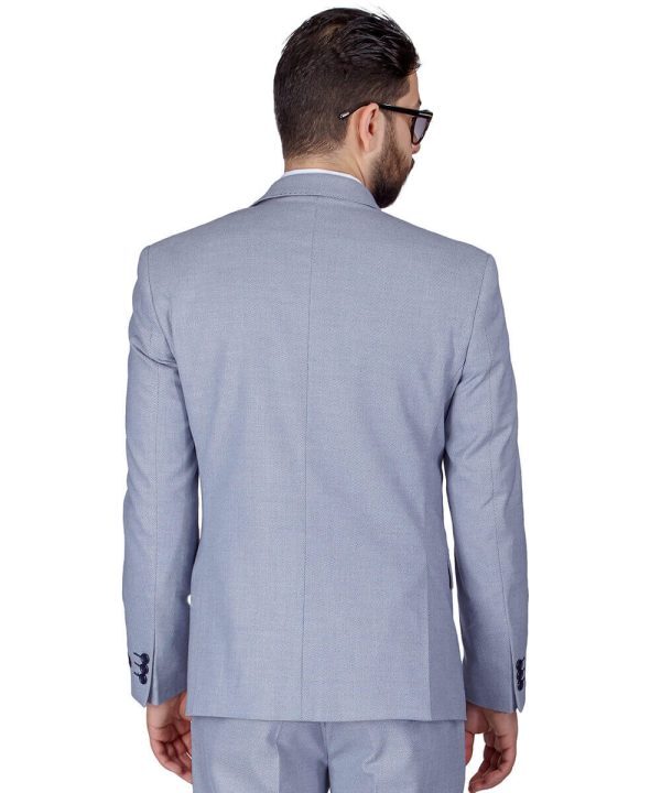 Stone Blue Gray 3 piece 2 Button Micro Texture Weave Mens Suit 11812 BY AZARMAN
