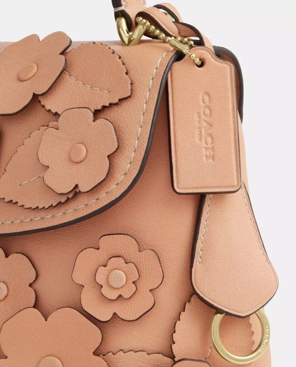COACH CDY44 Emory 3Way Convertible Top Handle Bag Floral Appliqué Light Pink NWT