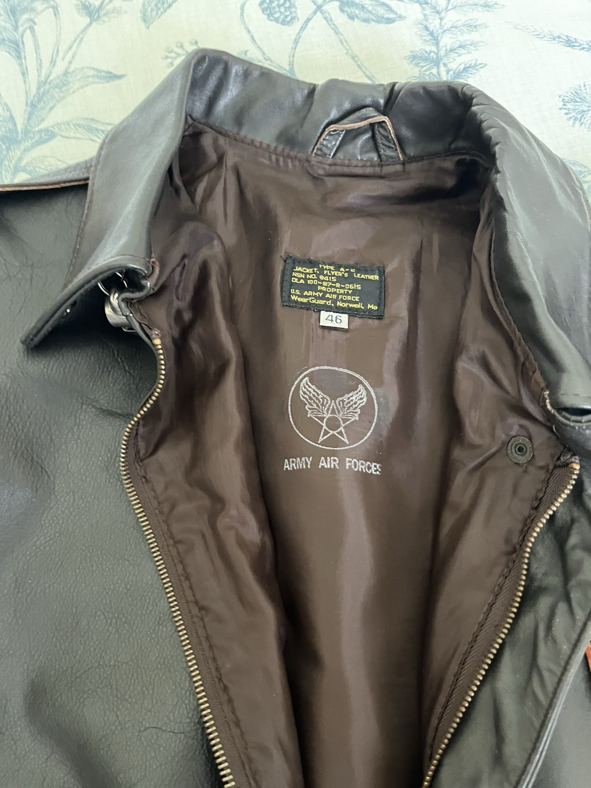 Willis & Geiger Goatskin A-2 Flight Jacket Size 46