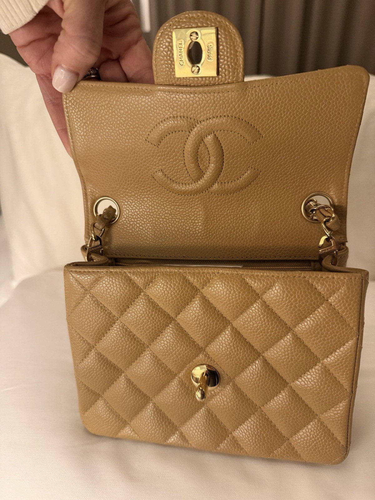 Chanel Beige Quilted Caviar Half Flap Mini – WGACA