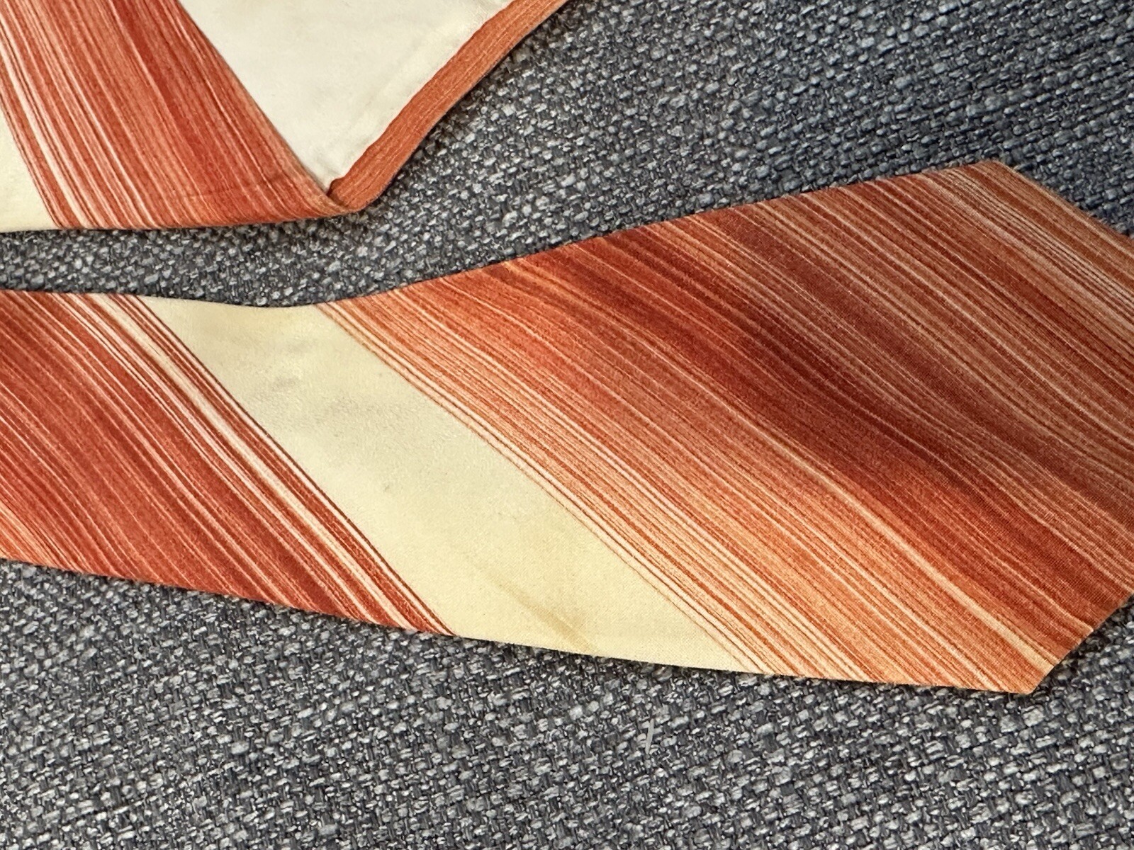 Vintage Tie Hand Painted Art Deco Brush Strokes Orange Fish Nautical Rockabilly