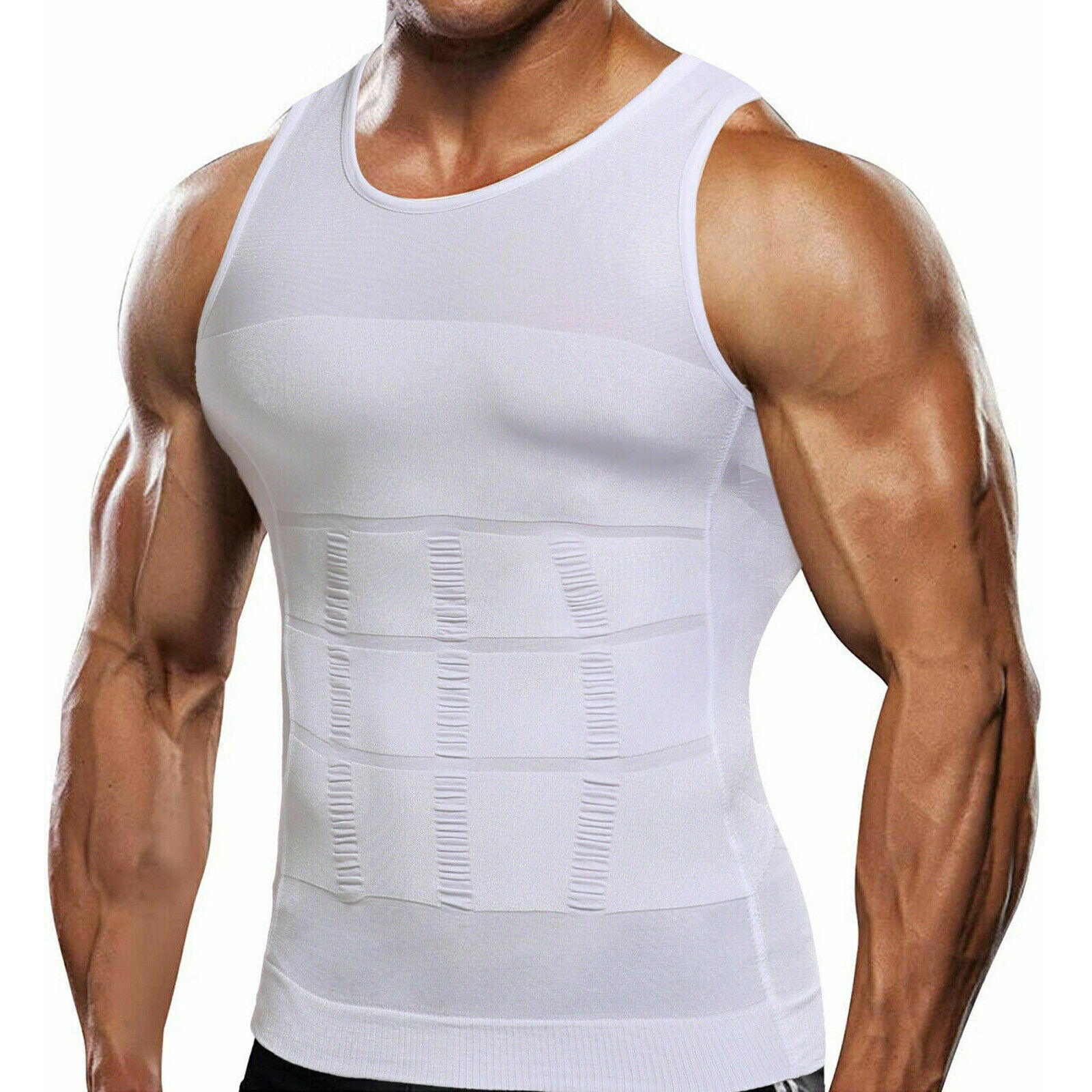 Mens Compression Shirt Sleeveless Body Shaper Base Layer Slimming Tank Tops Vest