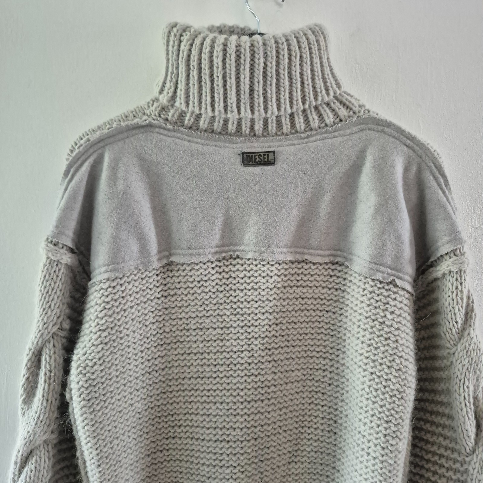Diesel wms Chunky Cable Knit Jumper M Wool Blend soft Grey